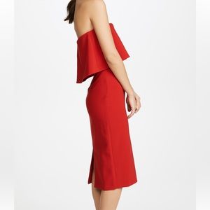 LIKELY from Shopbop Red Driggs Strapless MIDI bodycon Dress Sz M